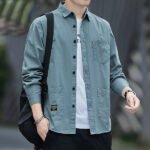 Men's casual long-sleeve shirt, loose workwear for spring and autumn, non-iron fashion shirt