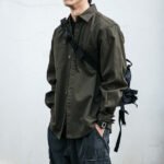 Japanese vintage men’s long-sleeve work shirt, Korean loose casual pocket jacket