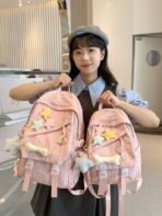 New Korean schoolbag for female students, cute large-capacity junior and high school backpack