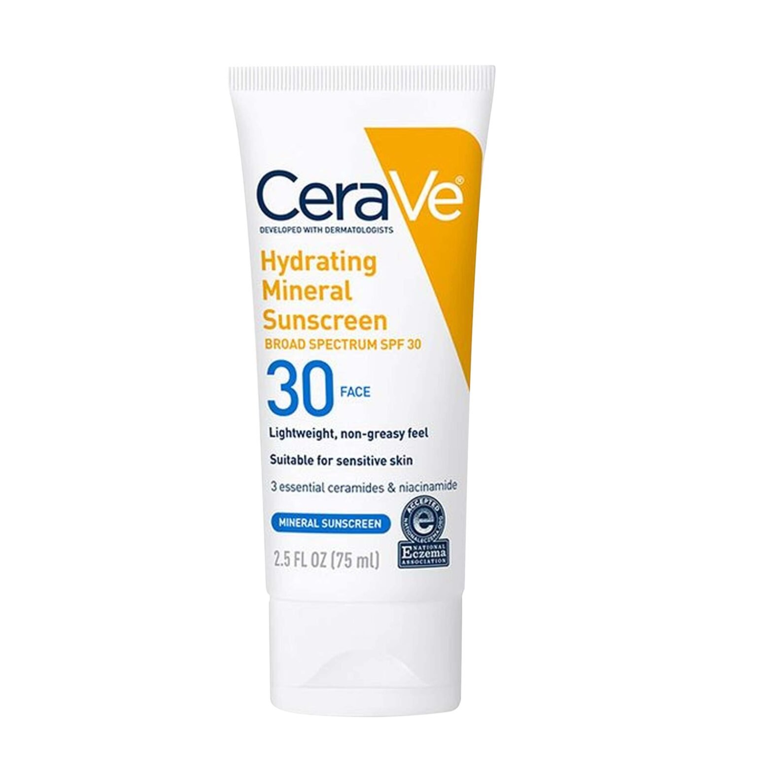 Cerave Hydrating Mineral Sunscreen SPF 30 Face 75ml CeraVe Anti-Ve Skin Sun Emulsion SPF 50 – Oil-Free Physical Sunscreen for Sensitive Skin (75ml) - Image 1
