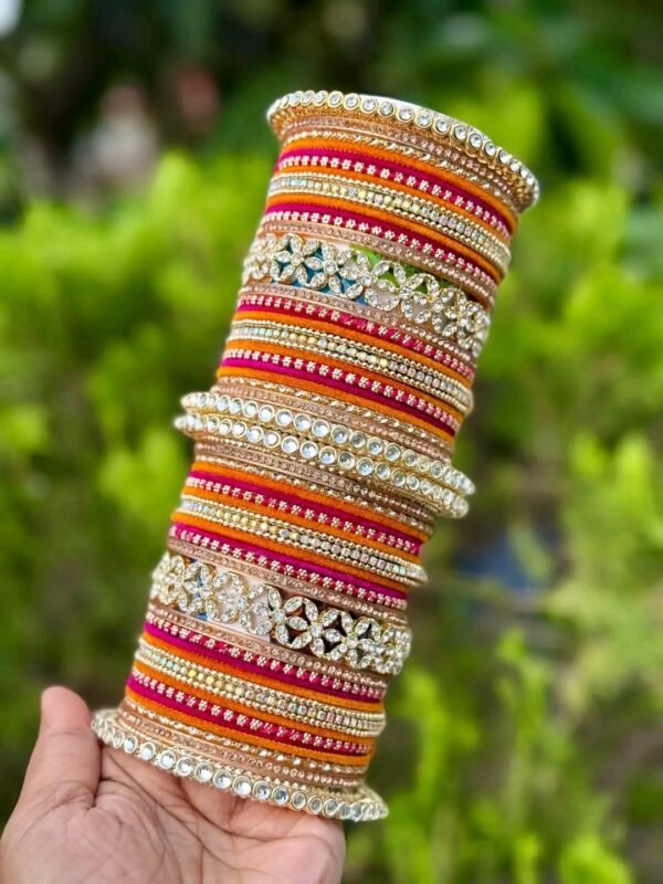 Indian White Kundan & Stone Bridal Churi Bangle Set for Women – Elegant Wedding Jewelry